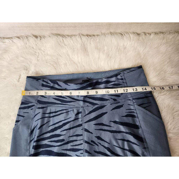 Puma Womens Train Favorite AOP Leggings Pants‎ Blue Zebra High Rise Pockets L - Picture 3 of 7